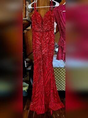 NEW! Elegant Red Sequin Prom Dress NWT